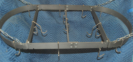 Brushed steel pot rack
