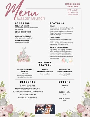 Easter Brunch Menu