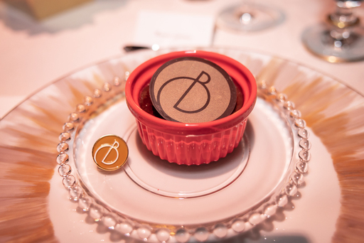 Guests enjoyed a chocolate cre`me bru^le´e dessert