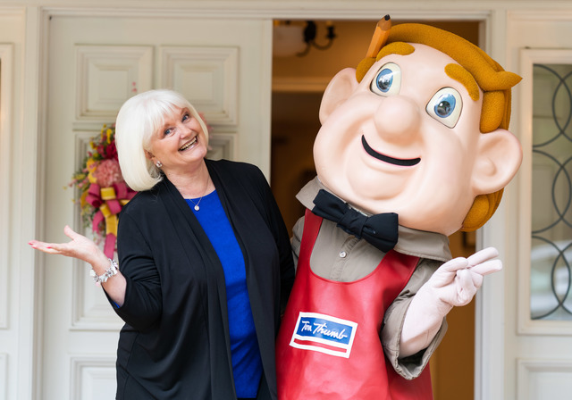Connie Yates, the voice of Tom Thumb for more than 25 years, and “Tom” of Tom Thumb/ Albertsons, celebrate Yates’ receiving the Children’s Hope Award for her extraordinary impact and commitment to philanthropy, during the Orphan Outreach virtual Children’s Hope Dinner, April 14, 2021.